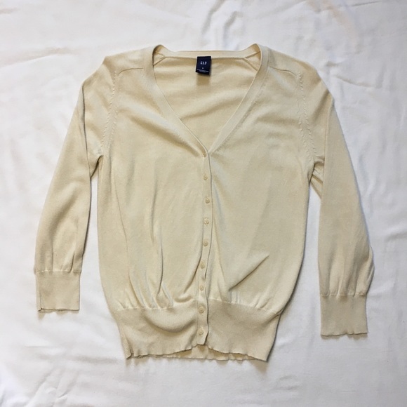 Y2K GAP Cream Button Down Cardigan, S - Picture 4 of 7